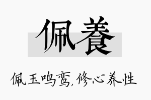 佩养名字的寓意及含义