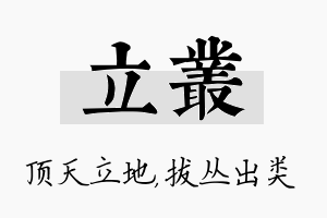 立丛名字的寓意及含义