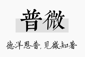 普微名字的寓意及含义