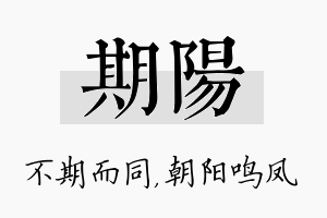 期阳名字的寓意及含义