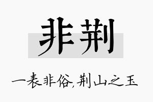 非荆名字的寓意及含义