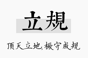 立规名字的寓意及含义