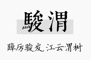 骏渭名字的寓意及含义