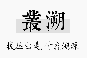 丛溯名字的寓意及含义