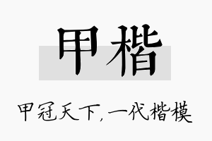 甲楷名字的寓意及含义