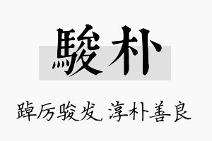 骏朴名字的寓意及含义