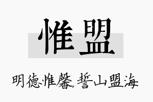 惟盟名字的寓意及含义