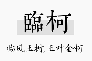 临柯名字的寓意及含义