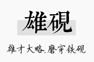 雄砚名字的寓意及含义