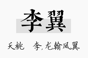 李翼名字的寓意及含义