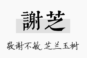 谢芝名字的寓意及含义