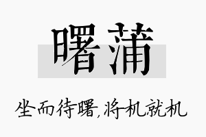 曙蒲名字的寓意及含义