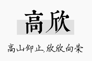 高欣名字的寓意及含义