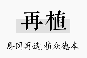 再植名字的寓意及含义