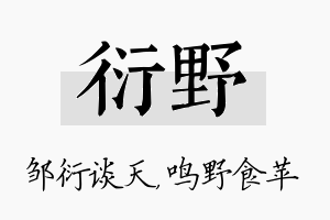 衍野名字的寓意及含义