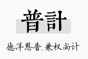 普计名字的寓意及含义