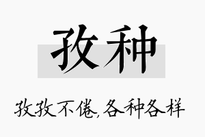 孜种名字的寓意及含义