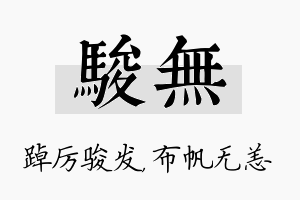 骏无名字的寓意及含义