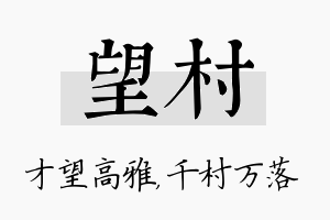 望村名字的寓意及含义