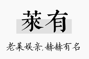 莱有名字的寓意及含义