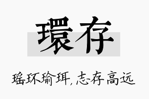 环存名字的寓意及含义