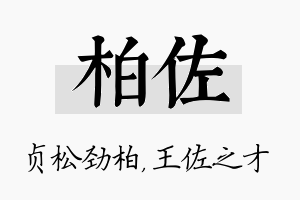 柏佐名字的寓意及含义