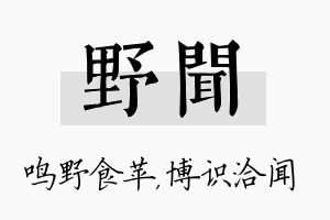 野闻名字的寓意及含义