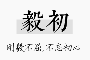 毅初名字的寓意及含义