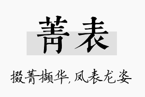 菁表名字的寓意及含义