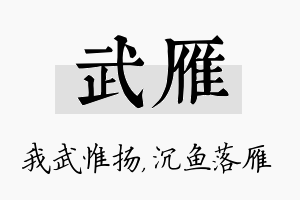 武雁名字的寓意及含义