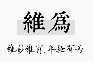 维为名字的寓意及含义