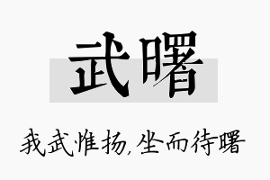 武曙名字的寓意及含义