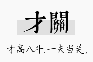 才关名字的寓意及含义