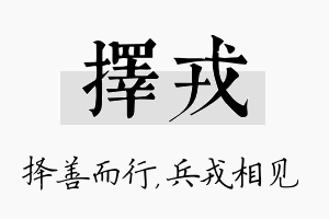 择戎名字的寓意及含义