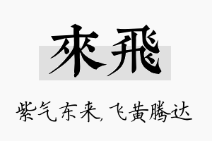 来飞名字的寓意及含义