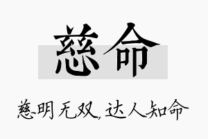 慈命名字的寓意及含义