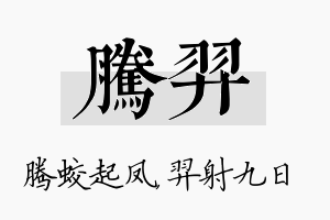 腾羿名字的寓意及含义