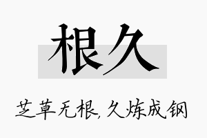 根久名字的寓意及含义