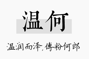 温何名字的寓意及含义