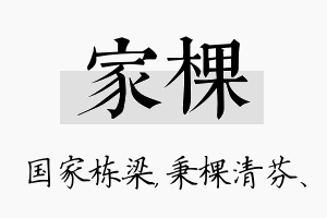 家棵名字的寓意及含义