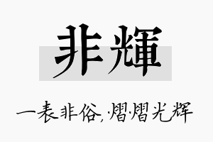 非辉名字的寓意及含义