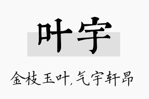 叶宇名字的寓意及含义