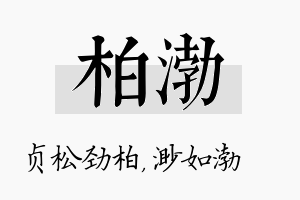 柏渤名字的寓意及含义