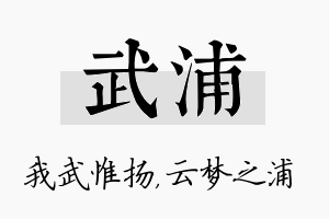 武浦名字的寓意及含义