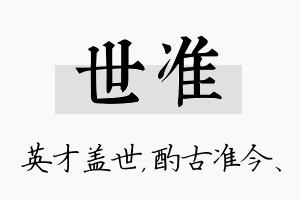 世准名字的寓意及含义