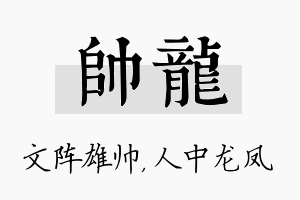 帅龙名字的寓意及含义