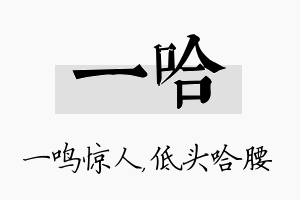 一哈名字的寓意及含义