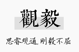 观毅名字的寓意及含义