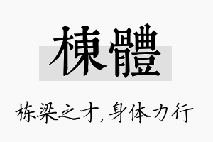 栋体名字的寓意及含义