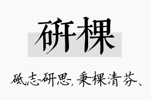 研棵名字的寓意及含义